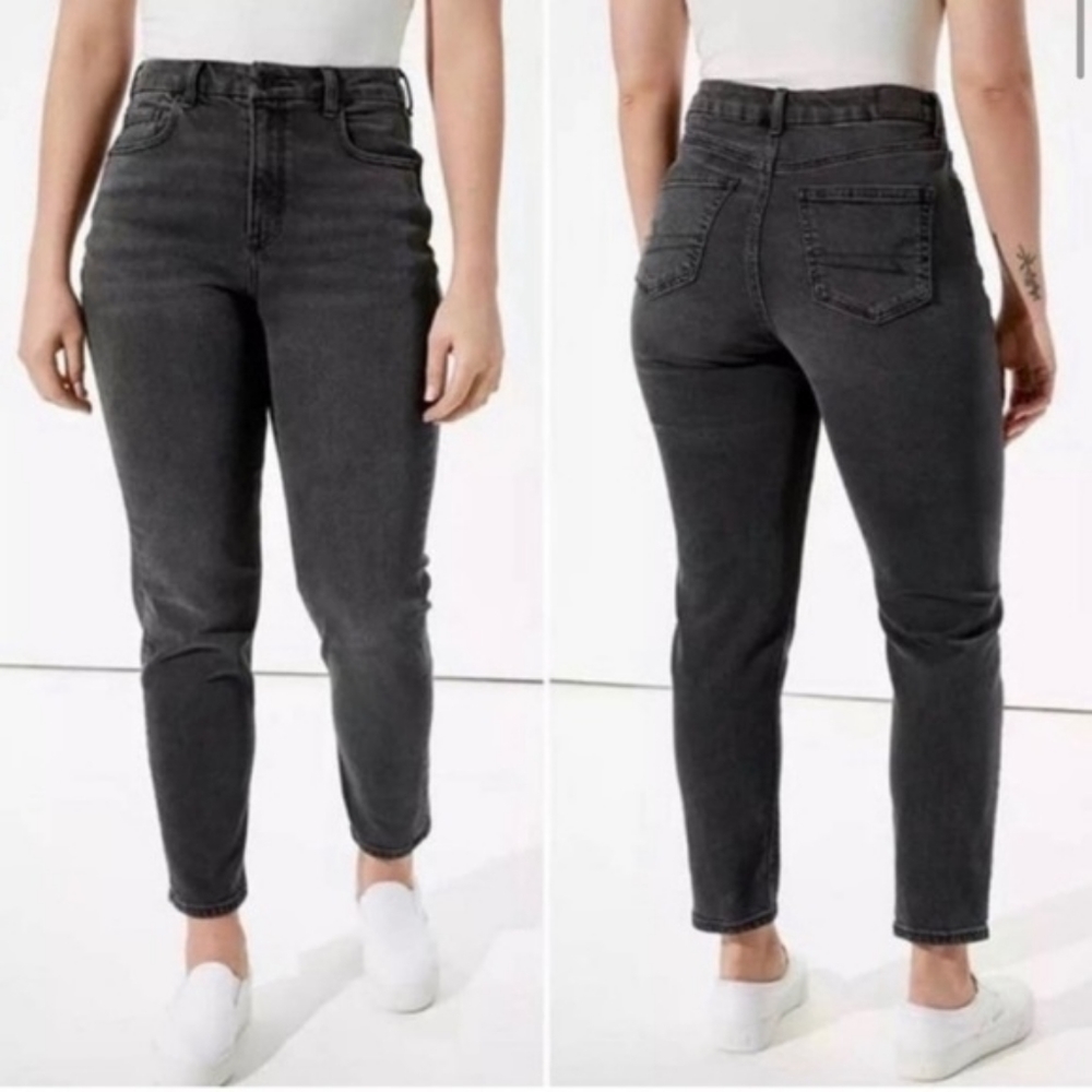 American Eagle Faded Black Grey Mom Jean High Rise